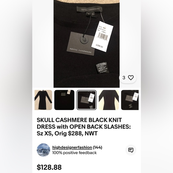 🔥NWOT Skull Cashmere Black Knit Dress. - Picture 12 of 12